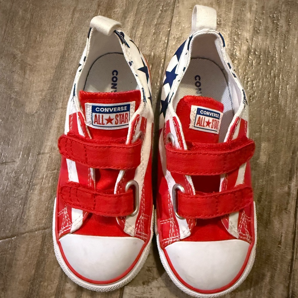 Converse Red and White Americana Velcro Sneakers